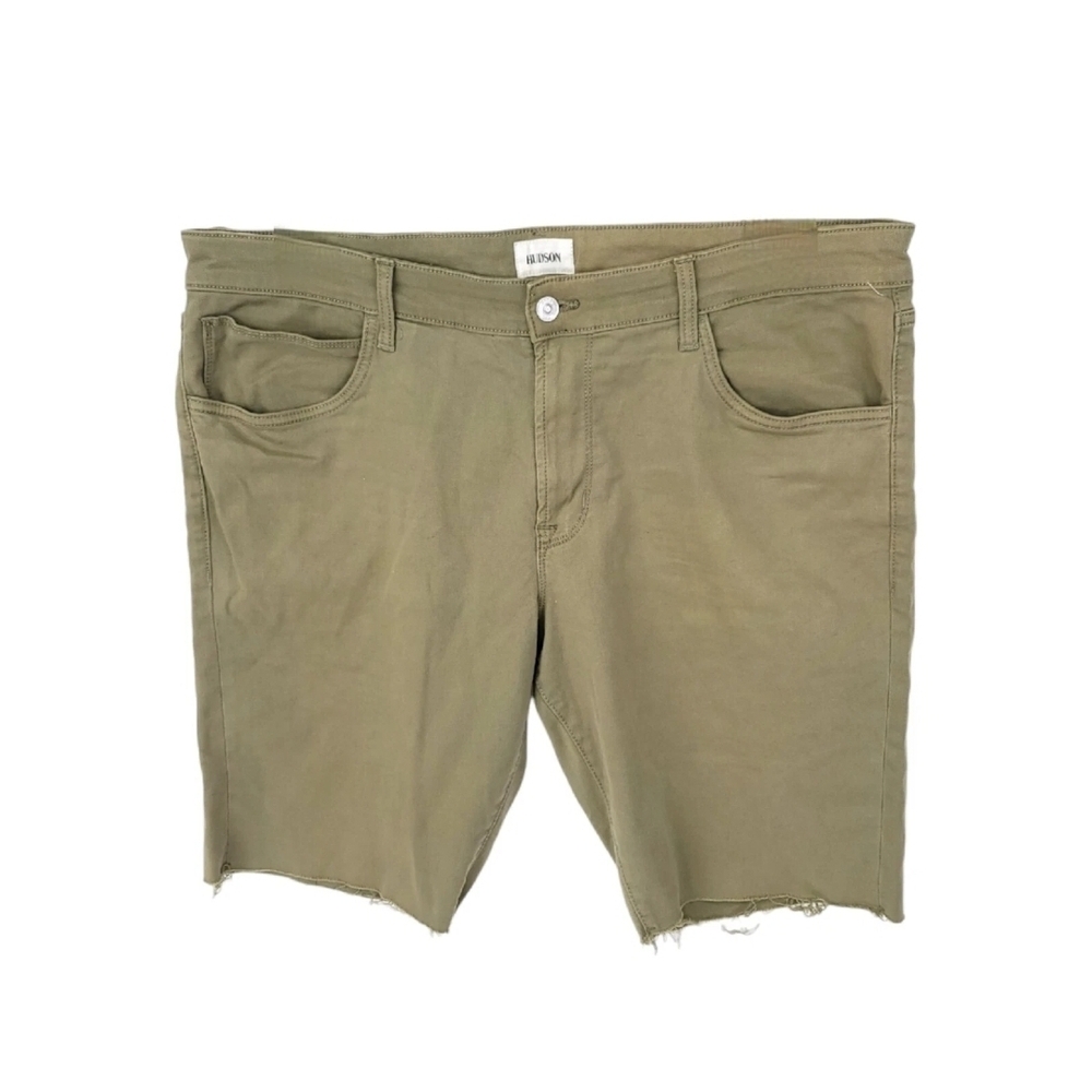 Hudson Jeans Shorts Mens 36 Denim Rex Logo Stretch 10" Mid Pockets Raw Green